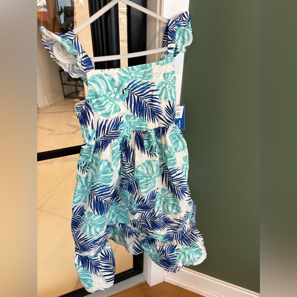 Gymboree Blue and Green Leaf Print Dress